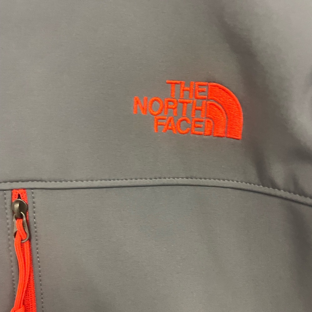 The North Face Men's Apex Barrier Gray Softshell Jacket with Orange Accents - Picture 2 of 4